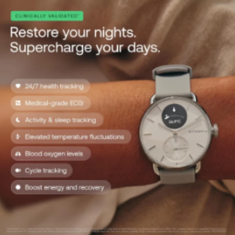 WITHINGS ScanWatch 2 Hybrid Smart Watch - White, 38 mm thumbnail